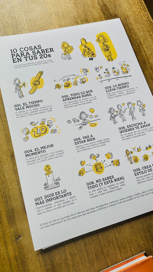 POSTER "CONSEJOS PARA TUS 20s" , ILUSTRADO (para imprimir en tu casa)
