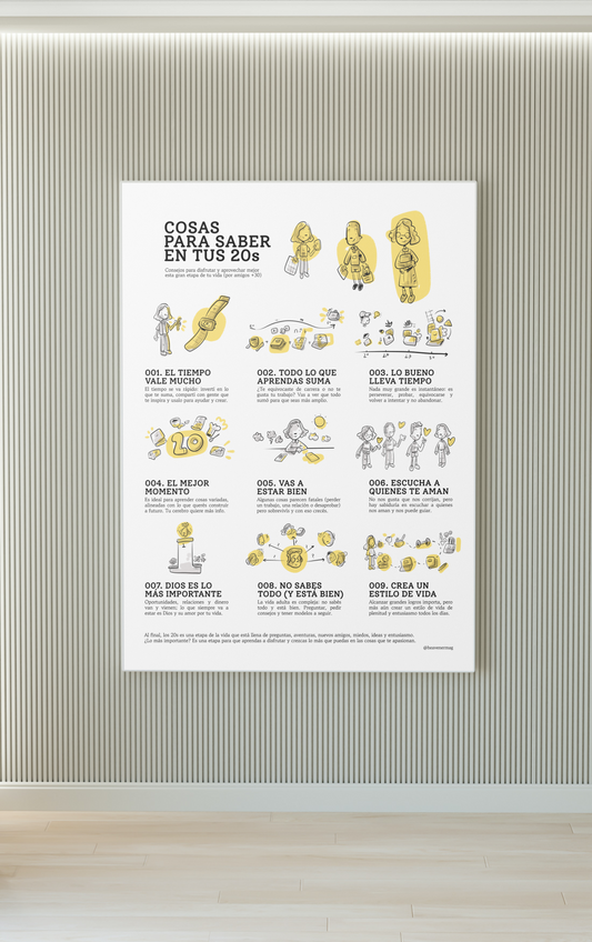 POSTER "CONSEJOS PARA TUS 20s" , ILUSTRADO (para imprimir en tu casa)