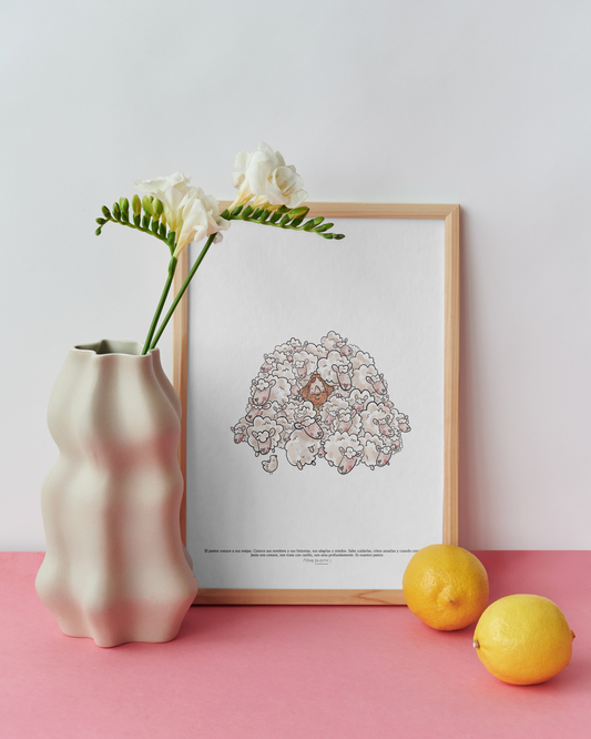 POSTER OVEJAS Y JESUS ILUSTRADO (para imprimir en tu casa)
